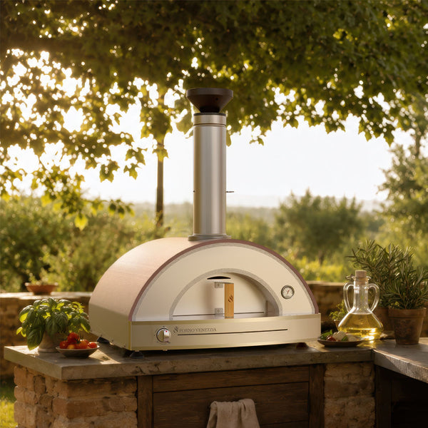 Forno Venetzia Pronto 225 Propane Hybrid Pizza Oven in cappuccino