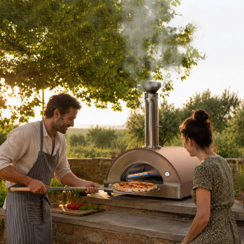 Forno Venetzia Pronto 225 Natural Gas Hybrid Pizza Oven in cappuccino