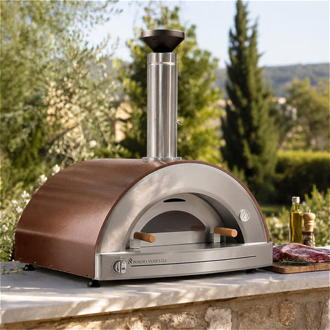 Forno Venetzia Torino 225 Natural Gas Hybrid Pizza Oven in cappuccino